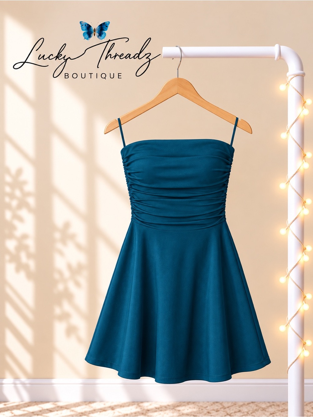 Windsor Teal Strapless Ruched A Line Mini Dress XS Holiday Party Cocktail NYE
